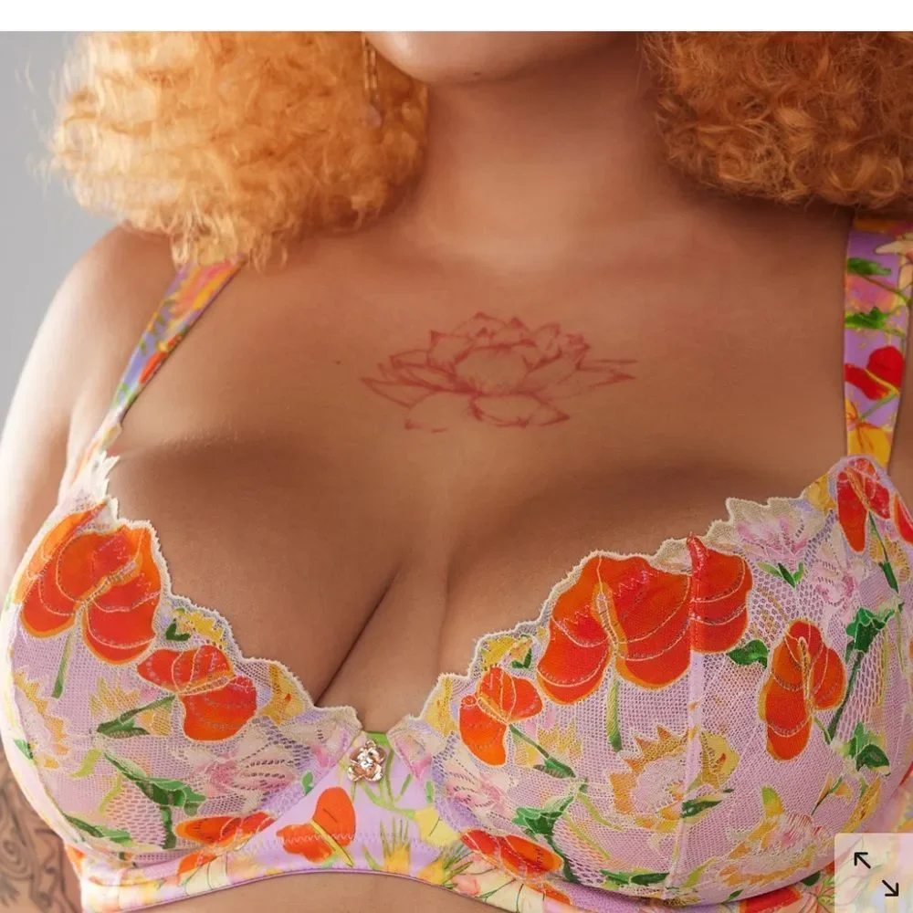 Savage X Fenty Mutha Nature Satin Unlined Demi Bra 40 D NWT